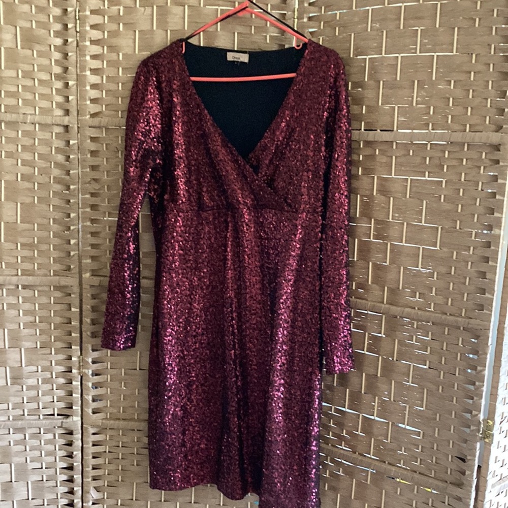Dressire exquisite Sequins burgundy-wine Large worn once stunning 🤩 dress